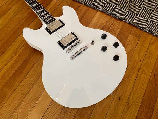 2019 D'Angelico Premier DC Semi-Hollowbody No F-Holes | White, Super Clean