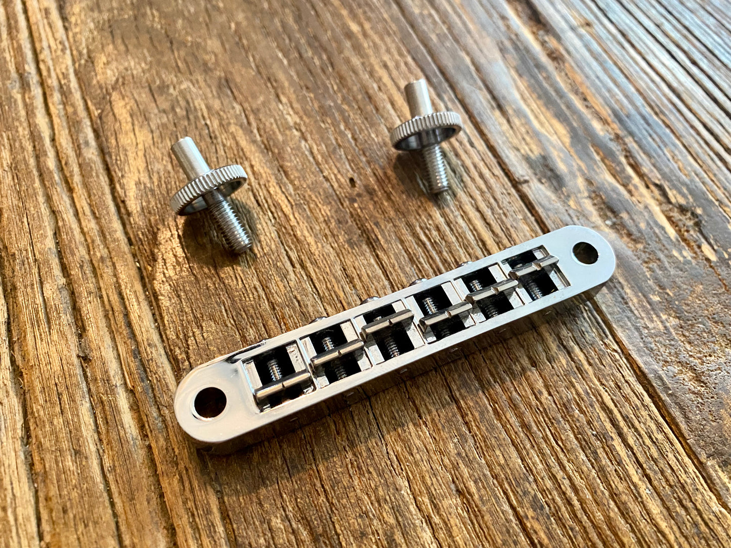 Gibson USA Tune-O-Matic Bridge and Stop Bar Set Complete with Adjustment Studs | Chrome