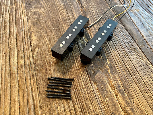 2004 Standard Series Jazz Bass Pickup Set | Black Covers, Mounting Foam & Screws