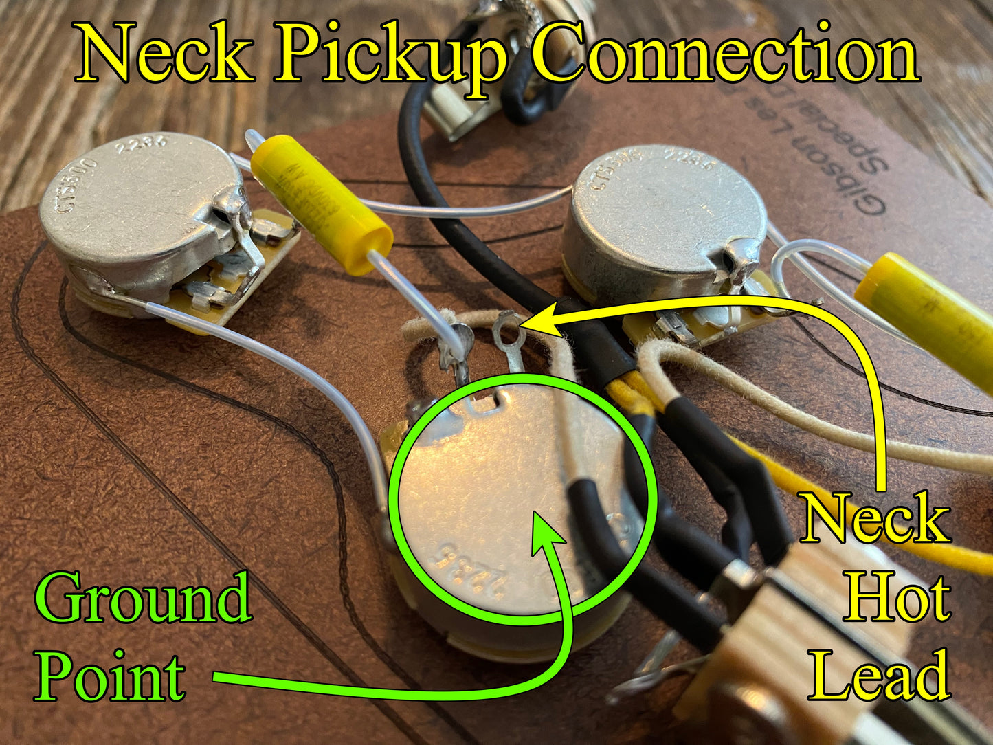 Les Paul Special Double Cut 50s Style Wiring Kit | CTS / WD Music Custom Taper Potentiometers, Mallory 150 Capacitors