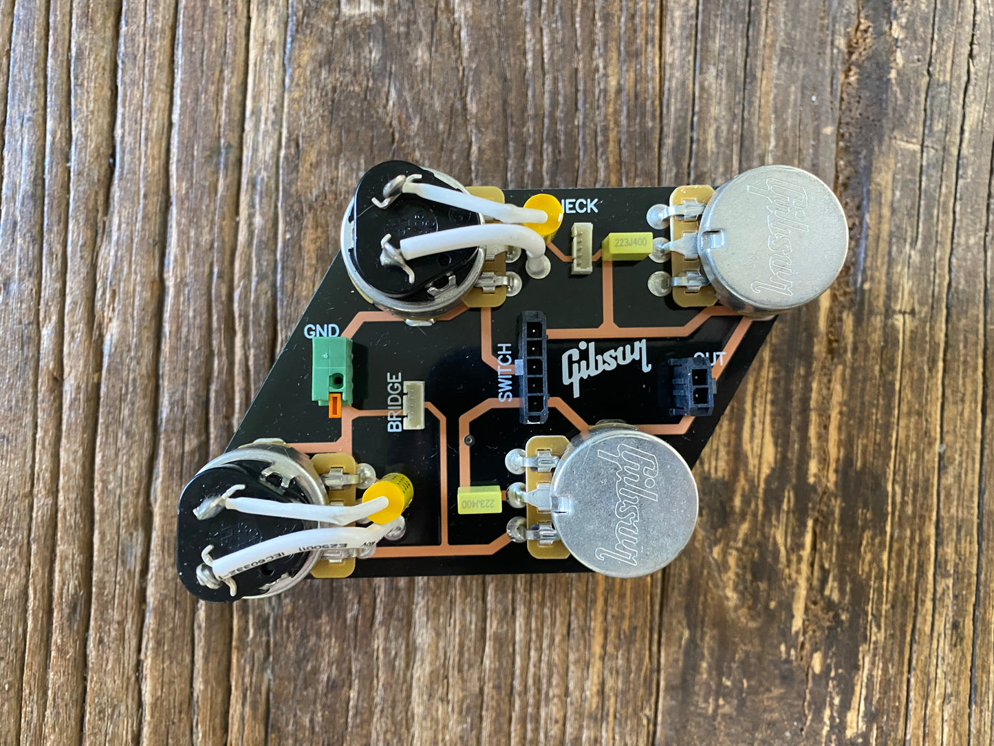 Full Les Paul Studio Electronics | PCB Long Shaft Pots w/ Toggle & Jack | 4-Conductor Quick Connect