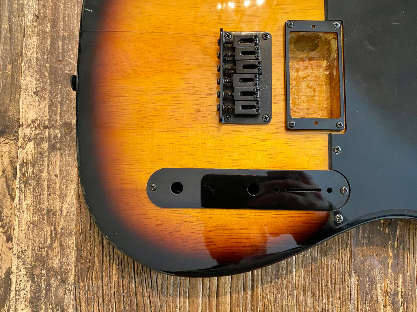 2013 Squier Bullet Telecaster Body + Hardware | HH, 3-Tone Sunburst, 3.5 lbs,