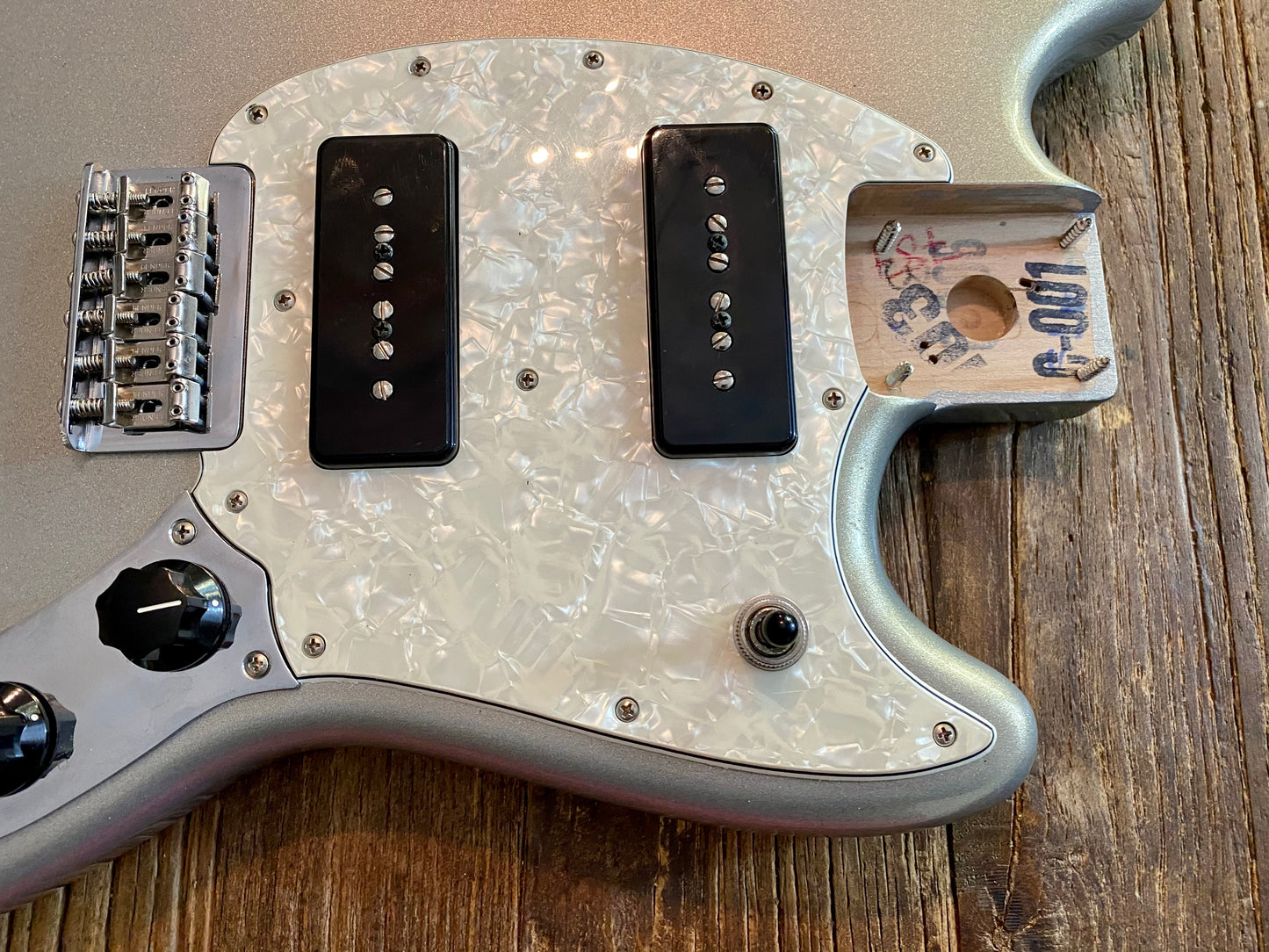 2017 Fender Mustang 90 Loaded Body | Silver, Pearl Pickguard, P90s